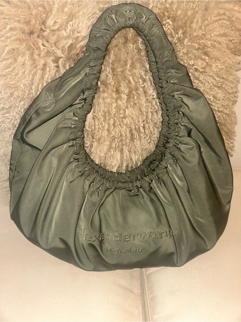 Alexander Wang Army Green Ruched Hobo  Bag
